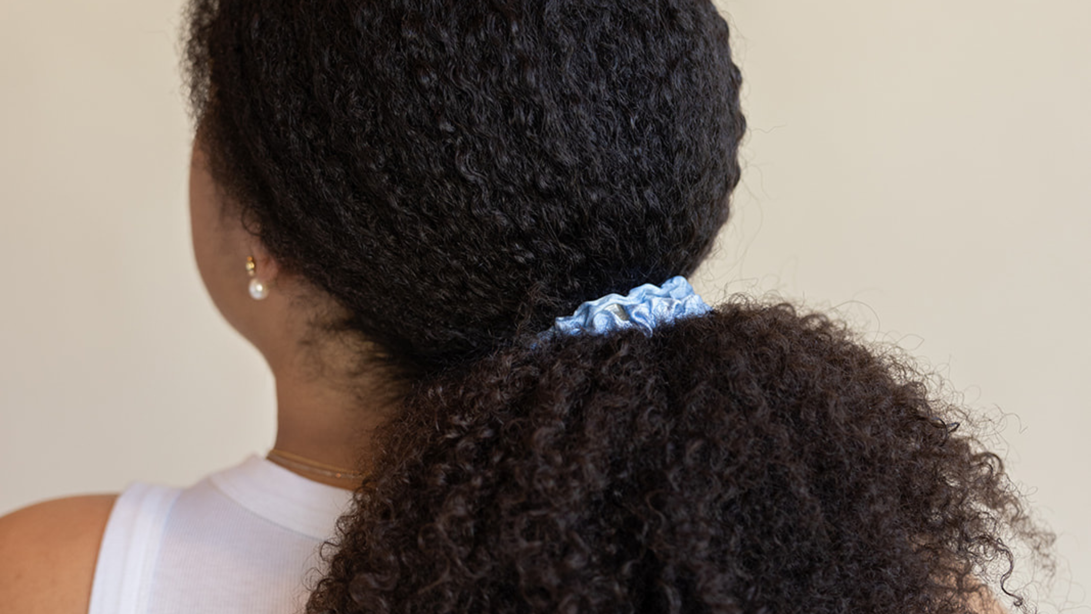 Curly Hair with a large scrunchie