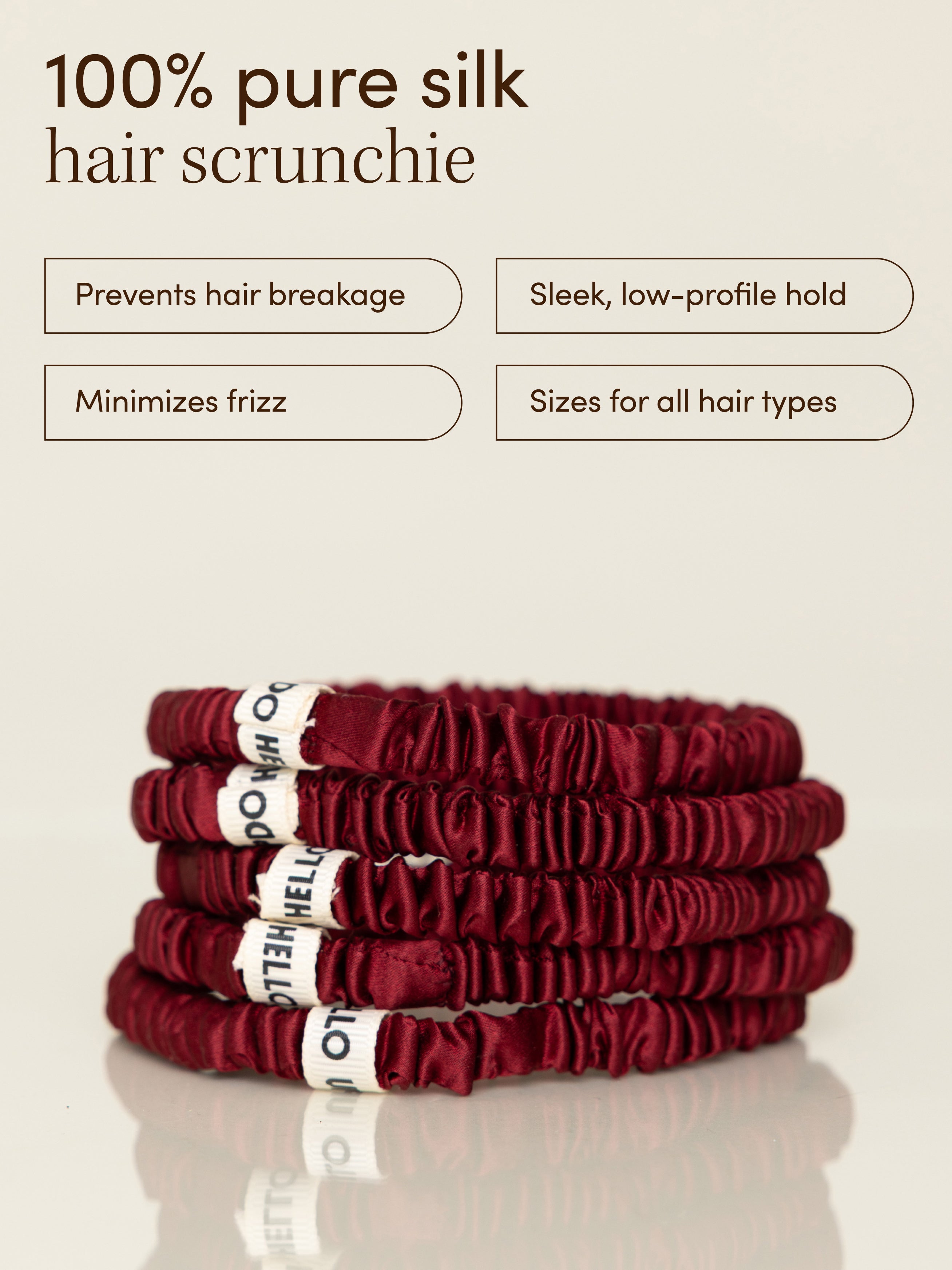 Burgundy Skinny Silk Scrunchies